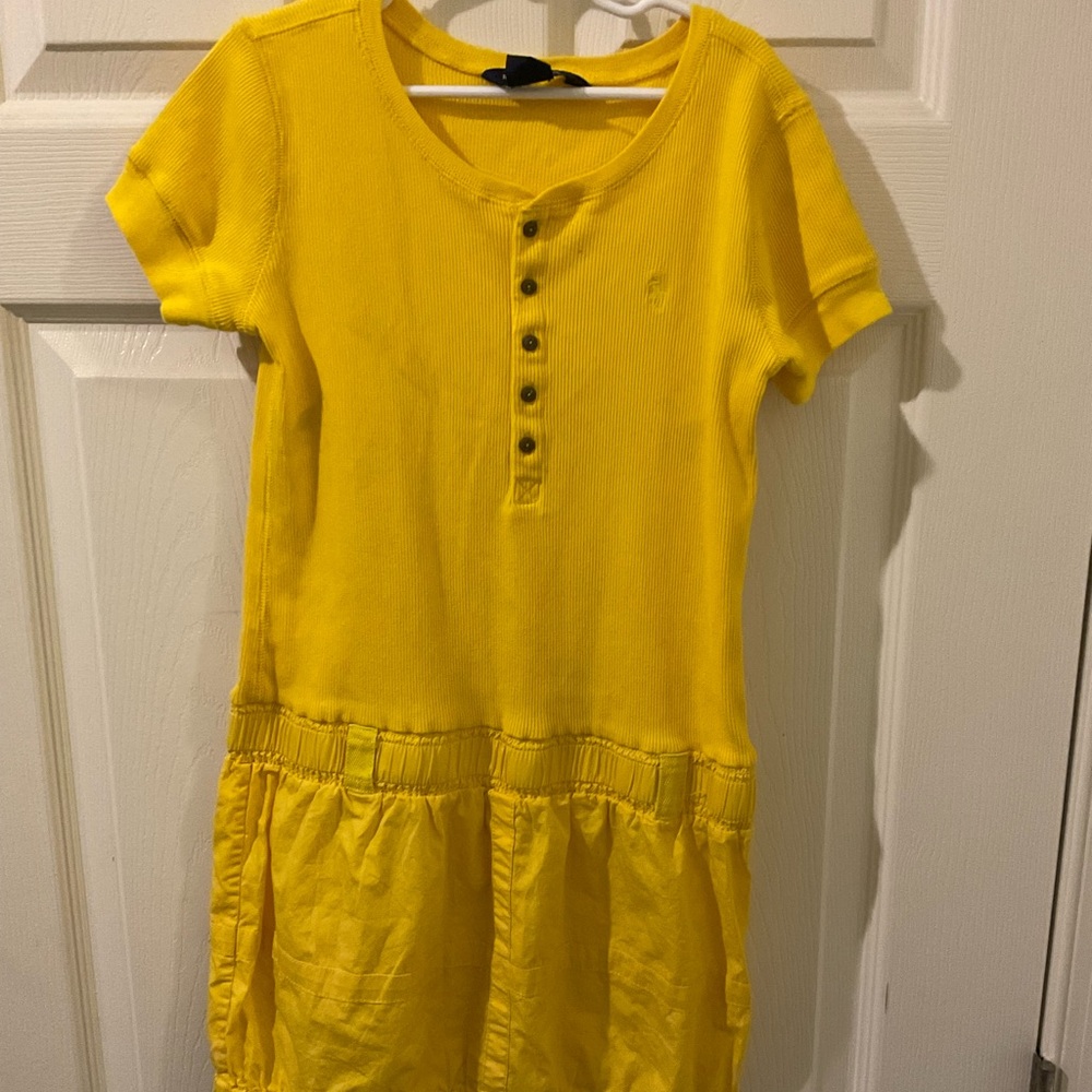 Ralph Lauren Girls Yellow Short Sleeve Henley Dress